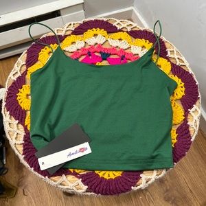Green nwt lined crop cami longline bralette
